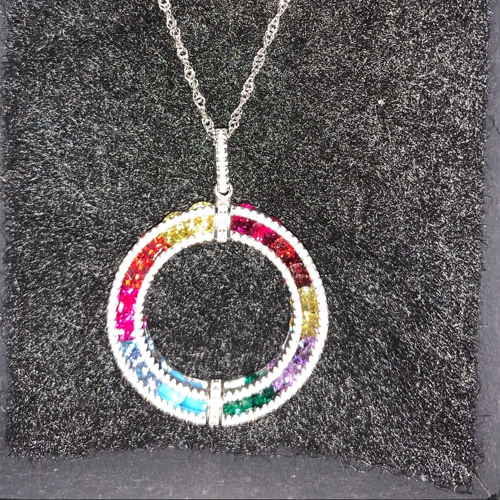 Round Pendant Sterling Silver Necklace